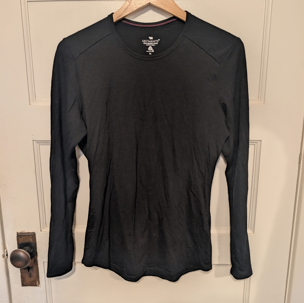 Segments Base Layer Womens Black 100% Merino Wool Long Sleeve Shirt Outdoor M